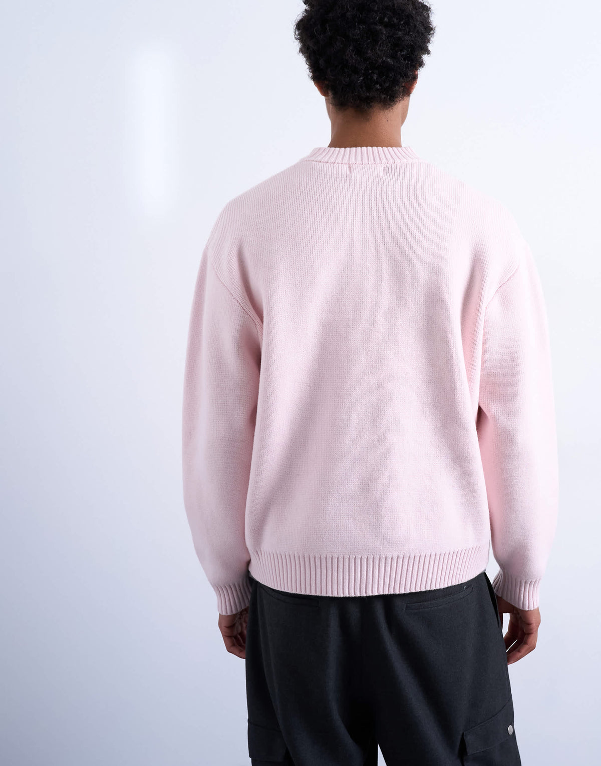 Topman relaxed fit knitted crew neck jumper in pink