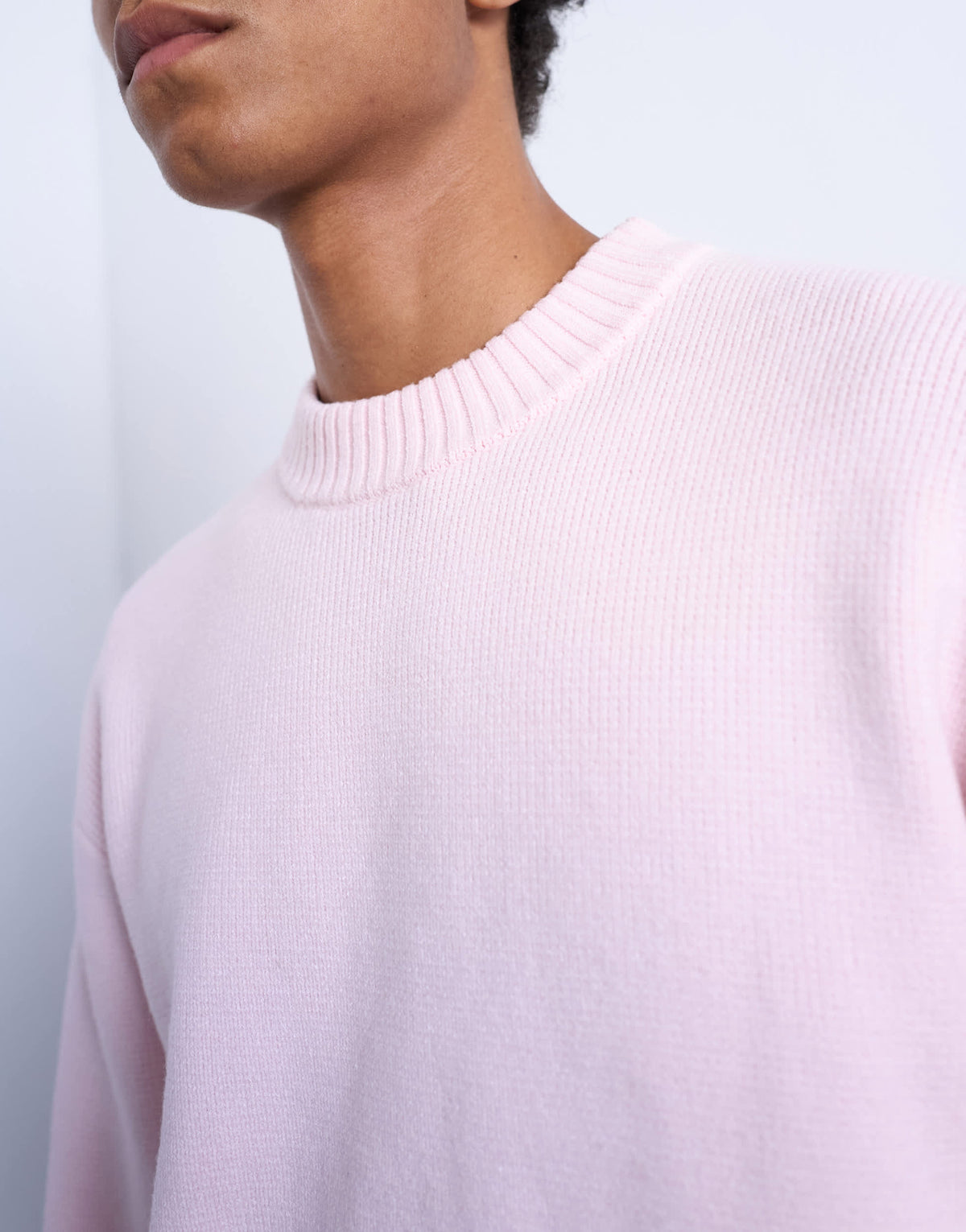 Topman relaxed fit knitted crew neck jumper in pink