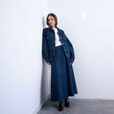 Topshop denim circle maxi skirt in indigo stripe