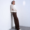 Topshop pull on jogger jean in chocolate brown
