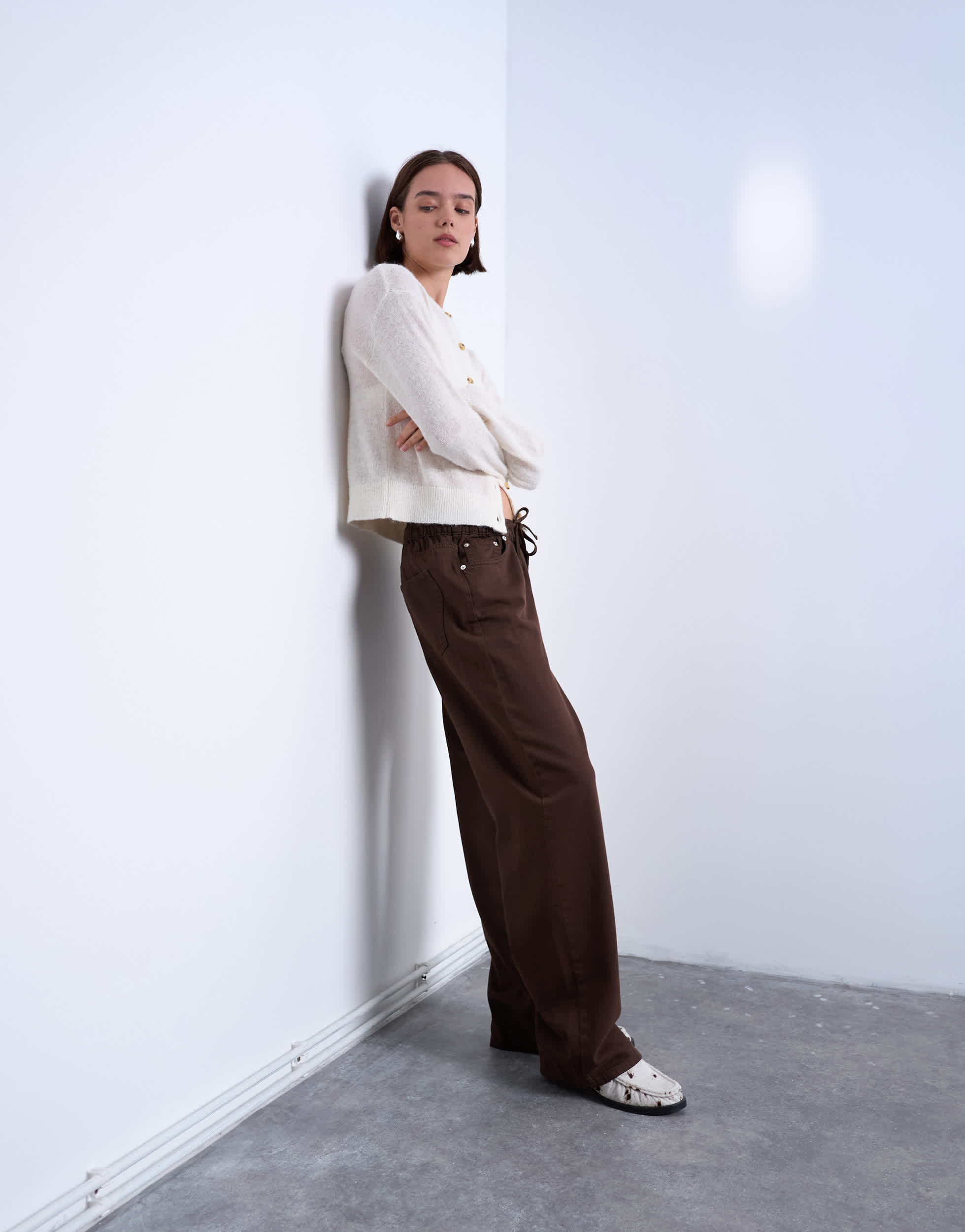 Topshop pull on jogger jean in chocolate brown