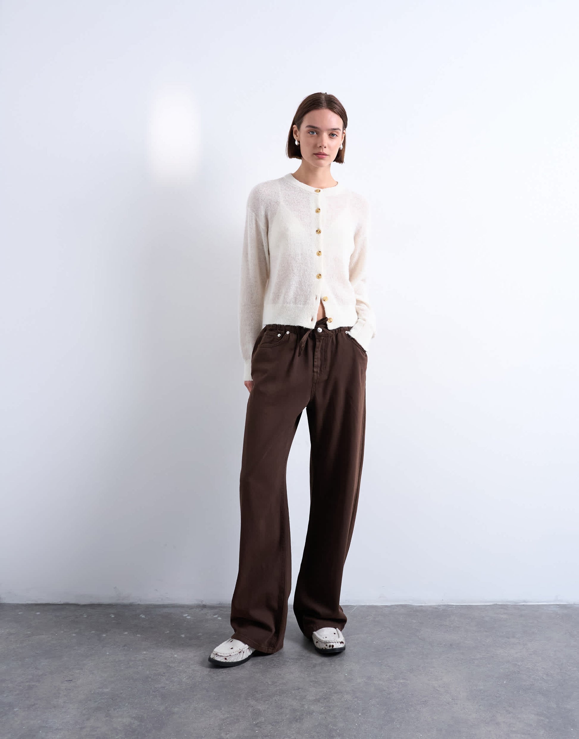 Topshop pull on jogger jean in chocolate brown