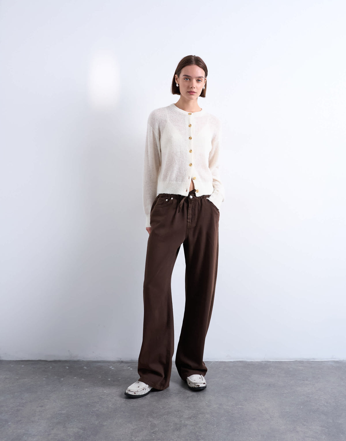 Topshop pull on jogger jean in chocolate brown