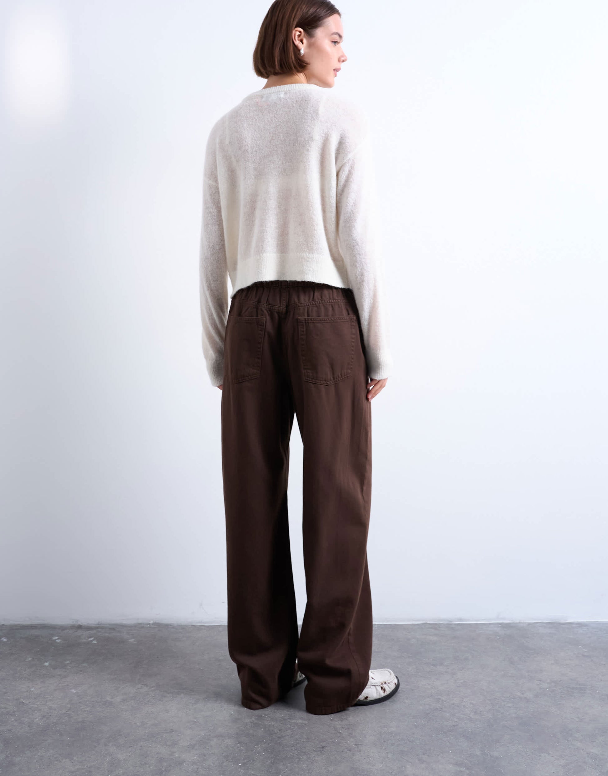 Topshop pull on jogger jean in chocolate brown