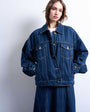 Topshop denim balloon sleeve jacket in indigo stripe