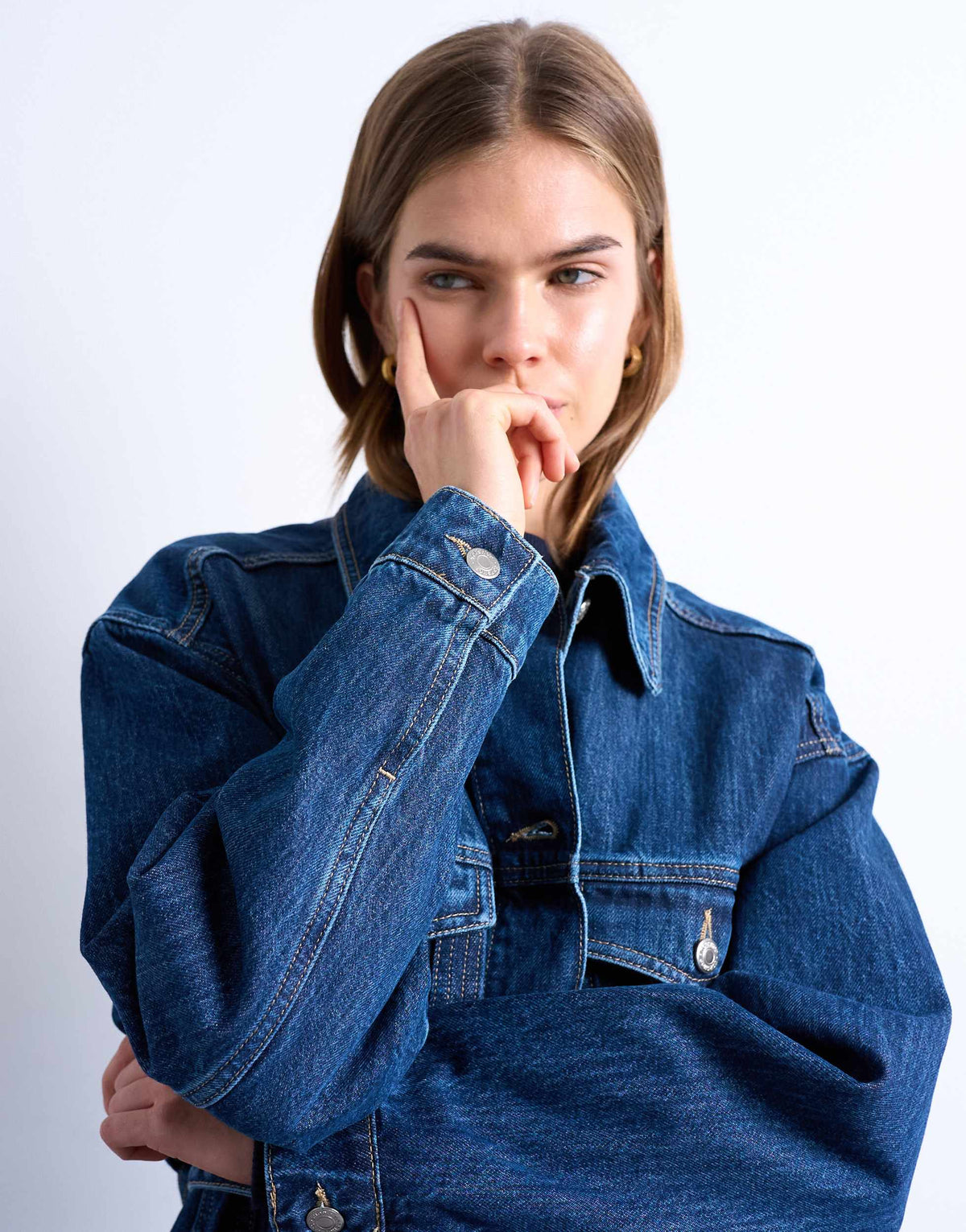 Topshop denim oversized dad jacket with belt tie in indigo