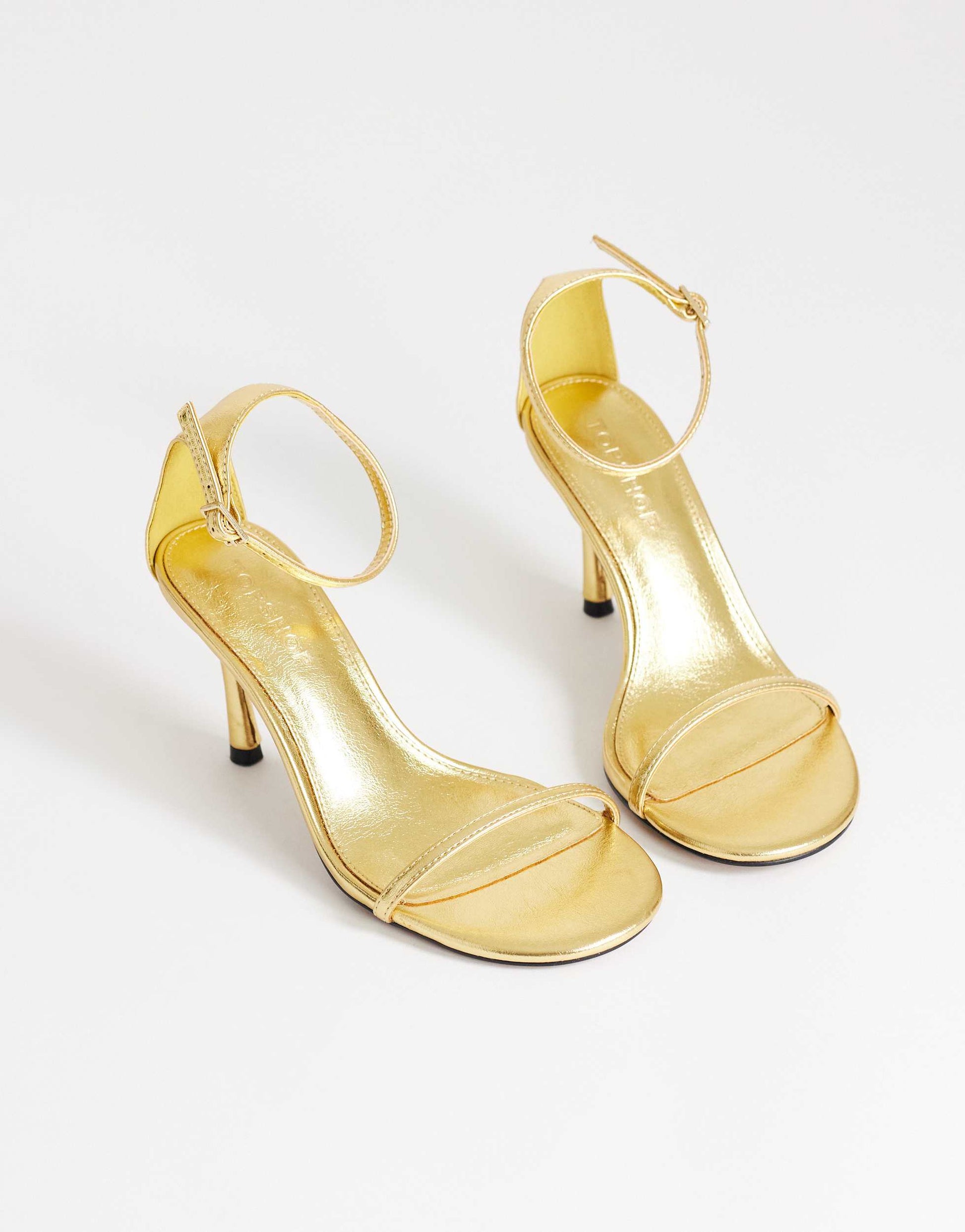 Topshop Alexi 2 part high heeled sandal in gold