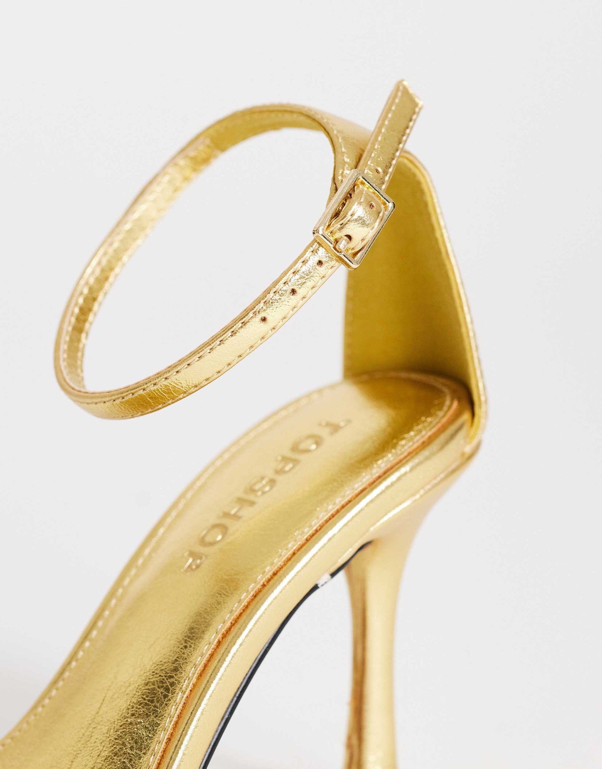 Topshop Alexi 2 part high heeled sandal in gold