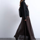 Topshop transparenter Maxirock mit weitem Tellerrand in Schokoladenbraun