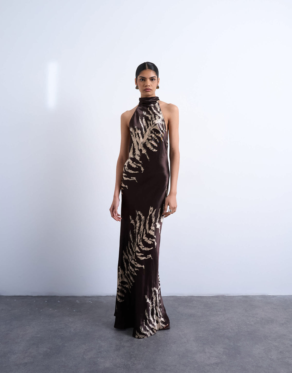 Topshop tie neck halter maxi dress in zebra print
