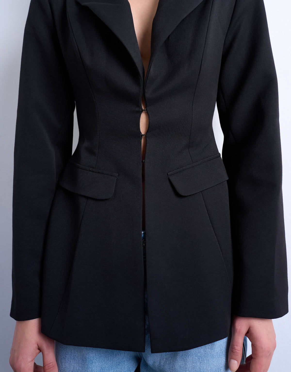 Topshop co ord cinched waist blazer in black