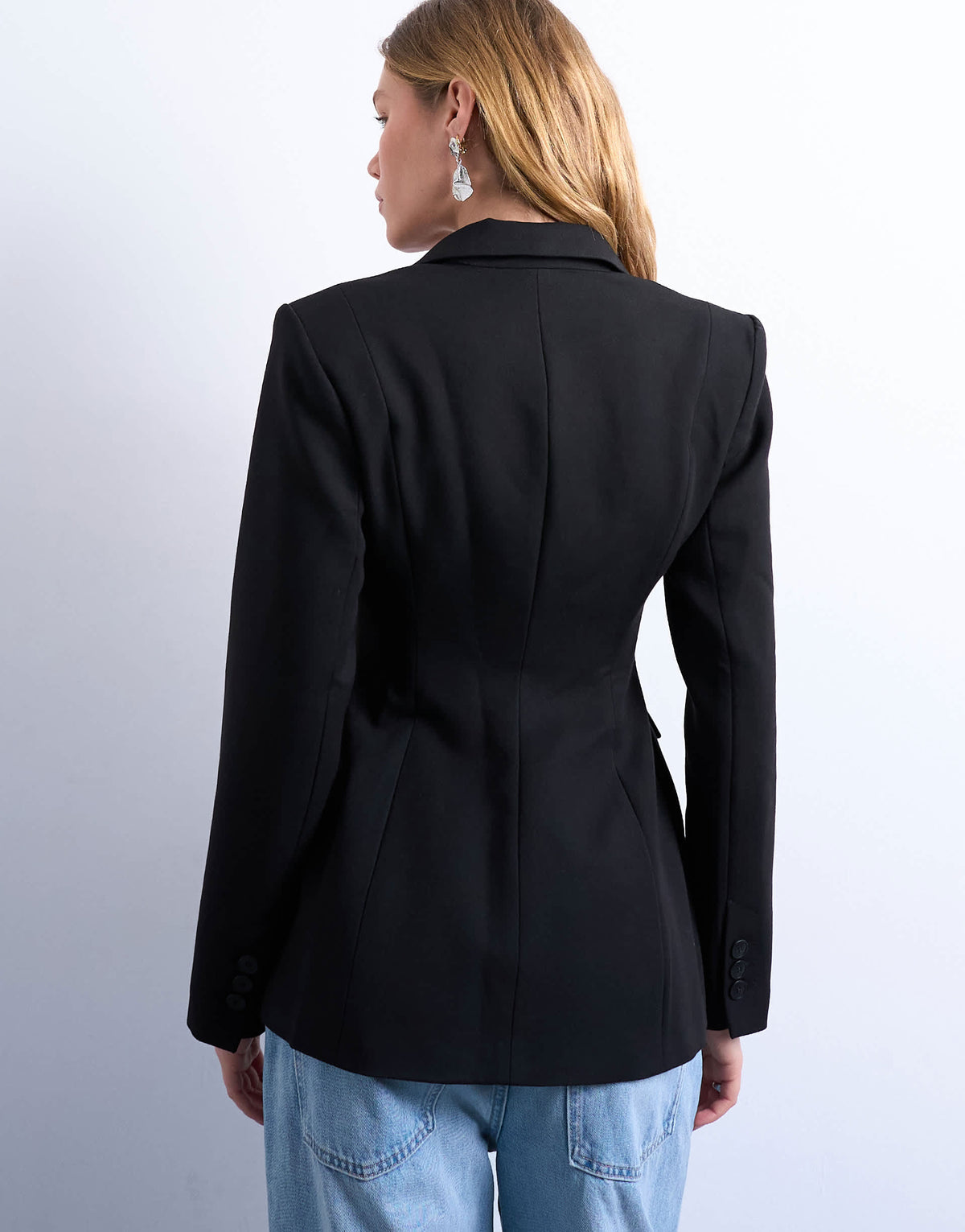 Topshop co ord cinched waist blazer in black