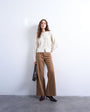 Topshop low rise flared trouser in brown