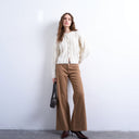 Topshop low rise flared trouser in brown