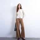 Pantalon évasé taille basse marron Topshop