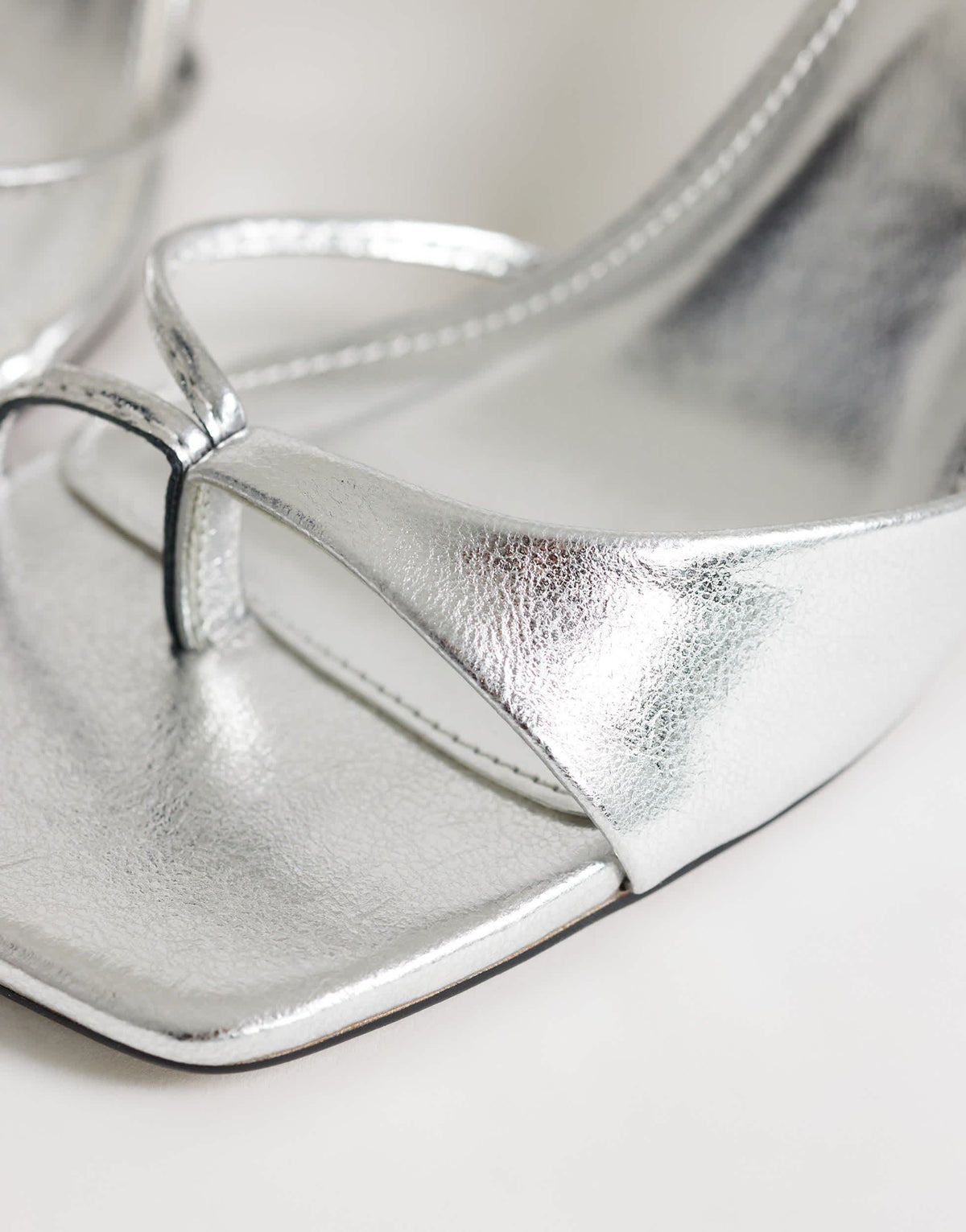 Topshop Sophie asymmetric mid heel mule in silver