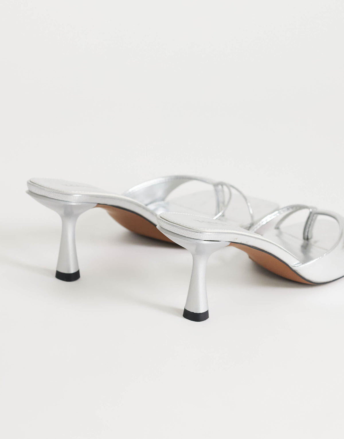 Topshop Sophie asymmetric mid heel mule in silver
