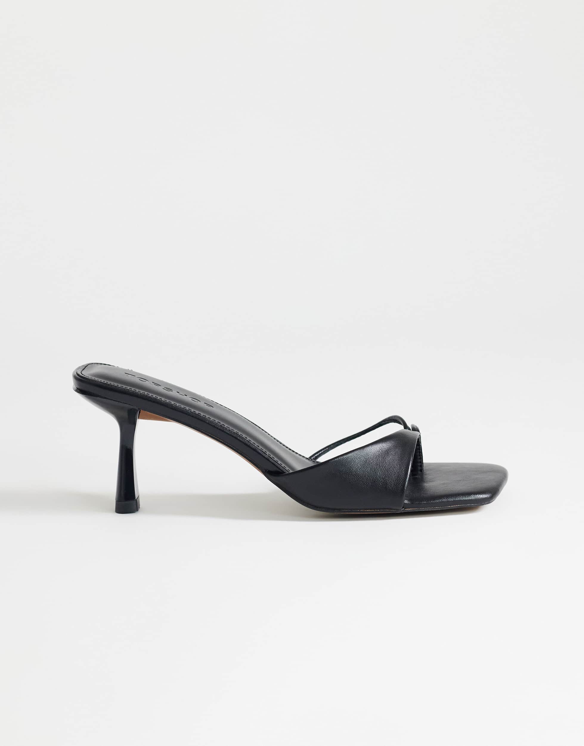 Topshop Sophie asymmetric mid heel mule in black