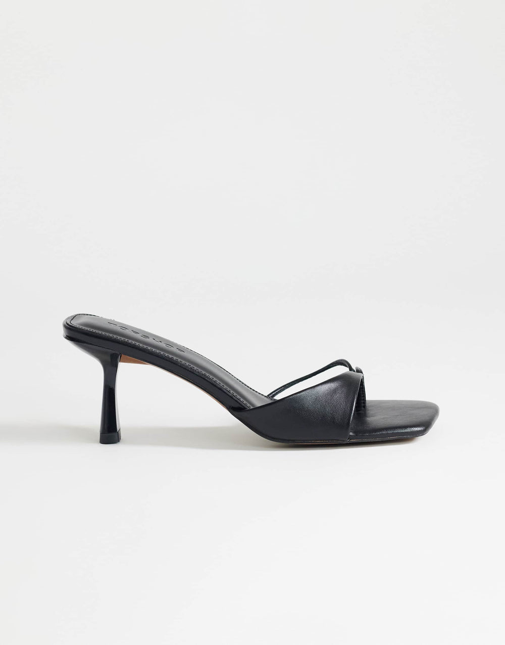 Topshop Sophie asymmetric mid heel mule in black