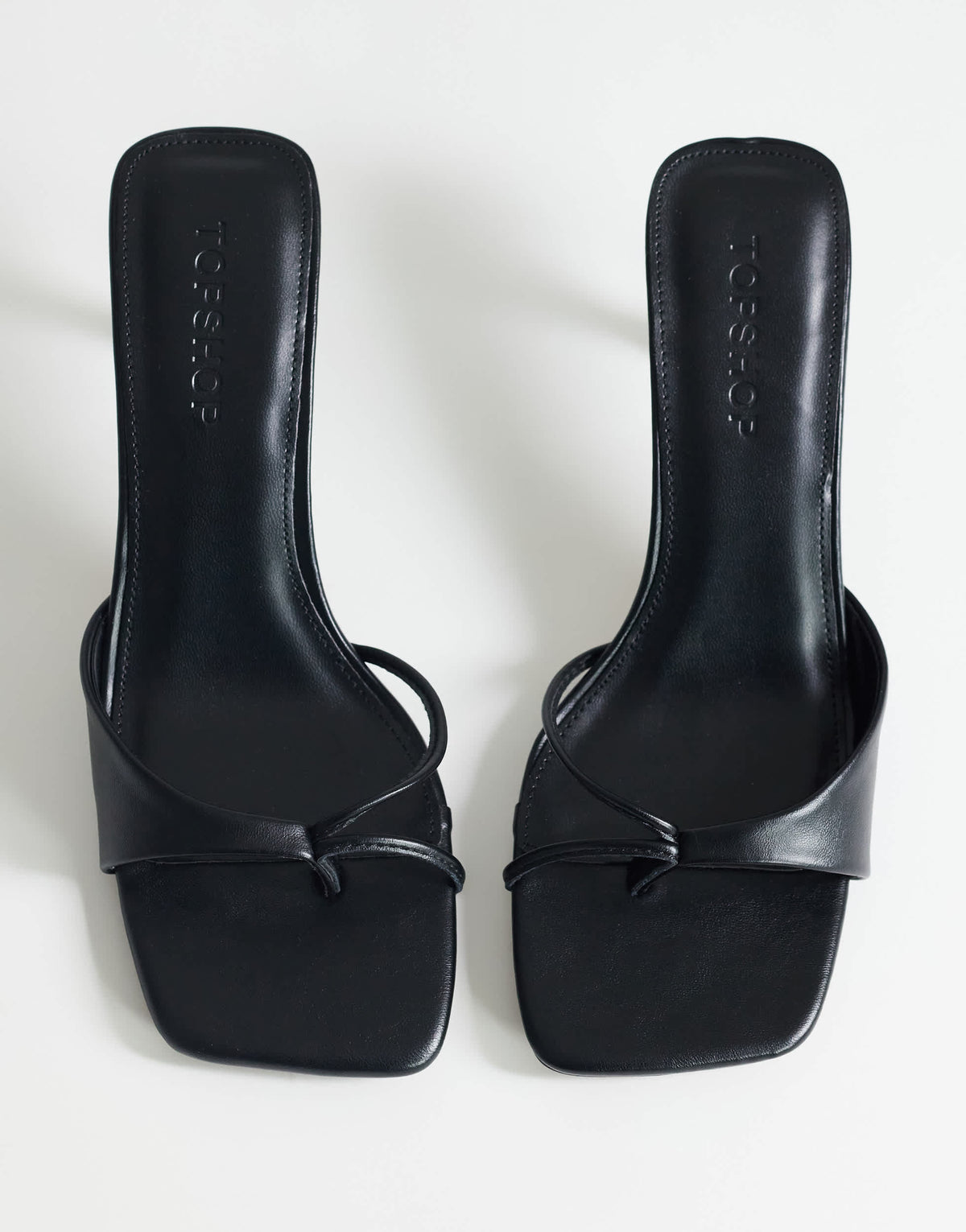 Topshop Sophie asymmetric mid heel mule in black