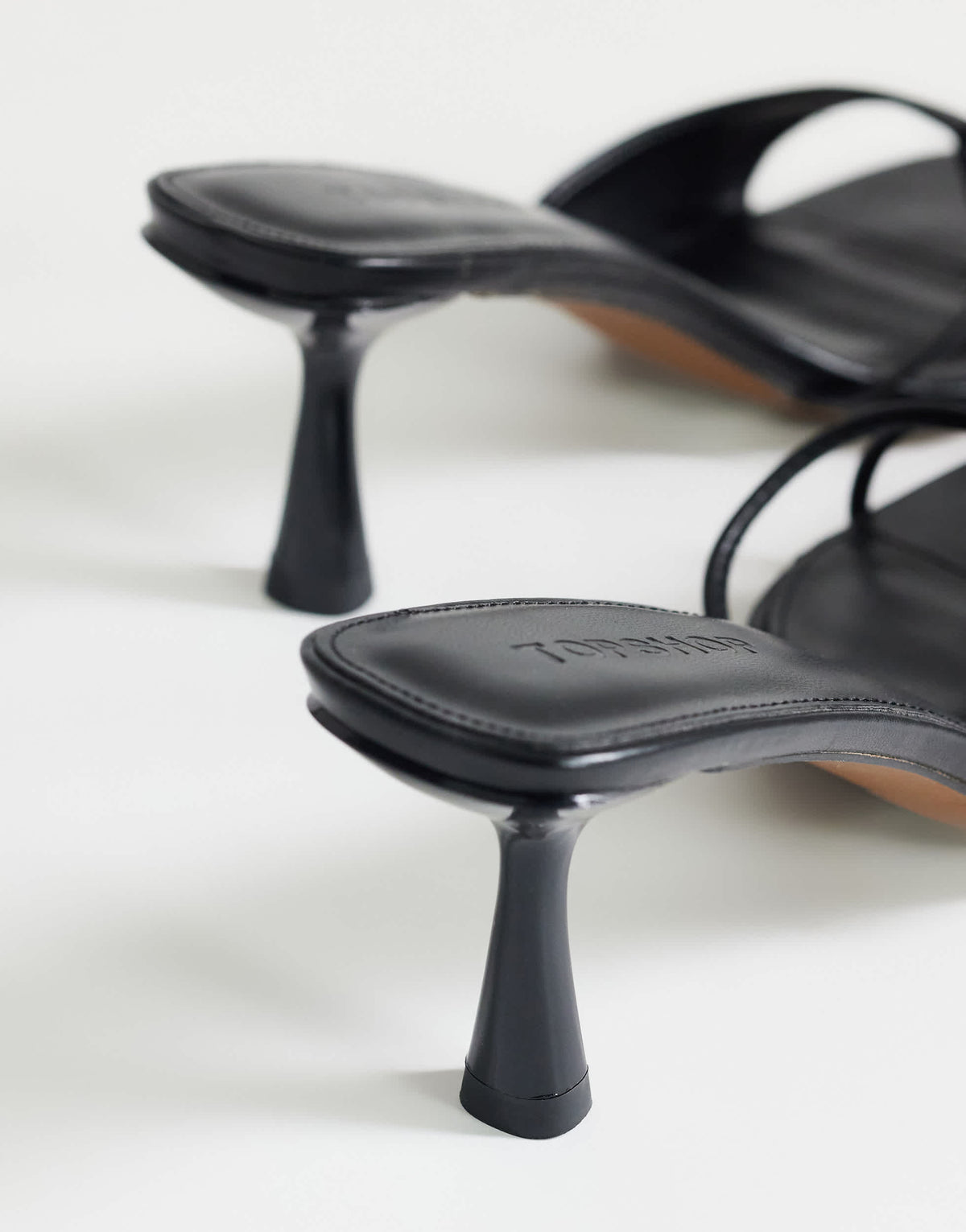Topshop Sophie asymmetric mid heel mule in black