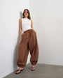 Topshop check extreme balloon trouser in brown