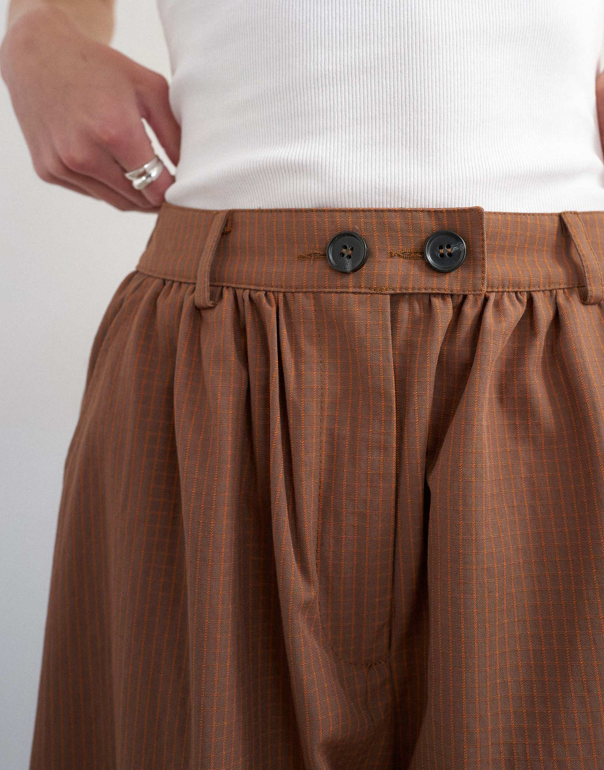 Topshop check extreme balloon trouser in brown