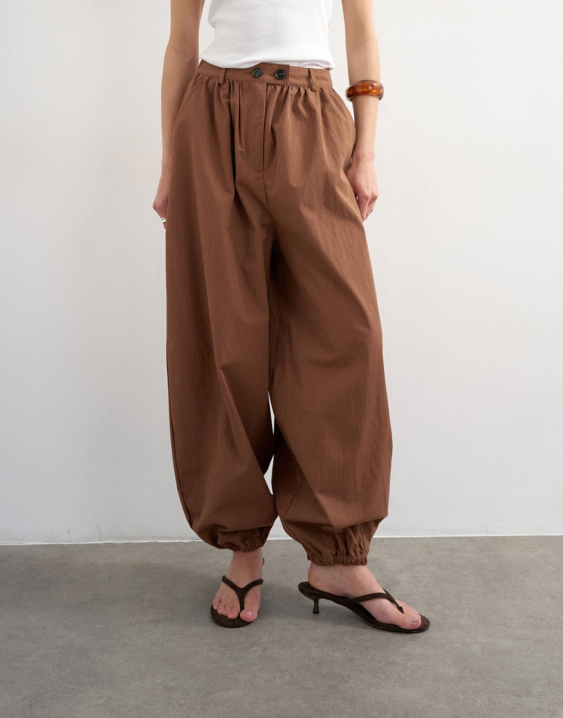 Topshop check extreme balloon trouser in brown