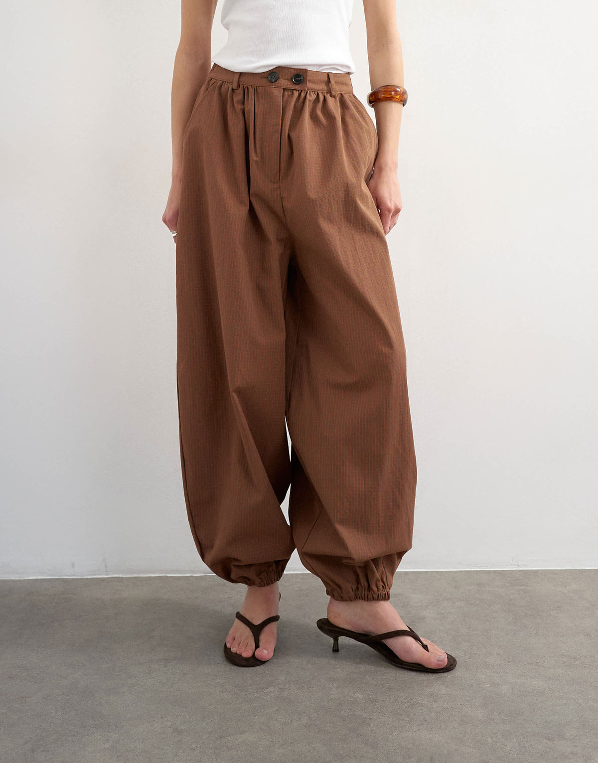 Topshop check extreme balloon trouser in brown