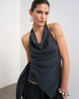 Topshop super soft cupro halter neck in black