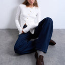 Topshop asymétrique à manches longues boutonné couleur ivoire