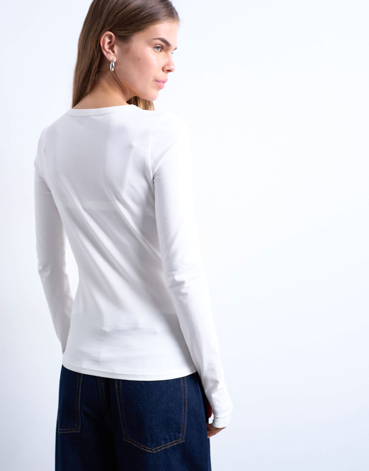 Topshop asymmetric button through long sleeve top in ivory