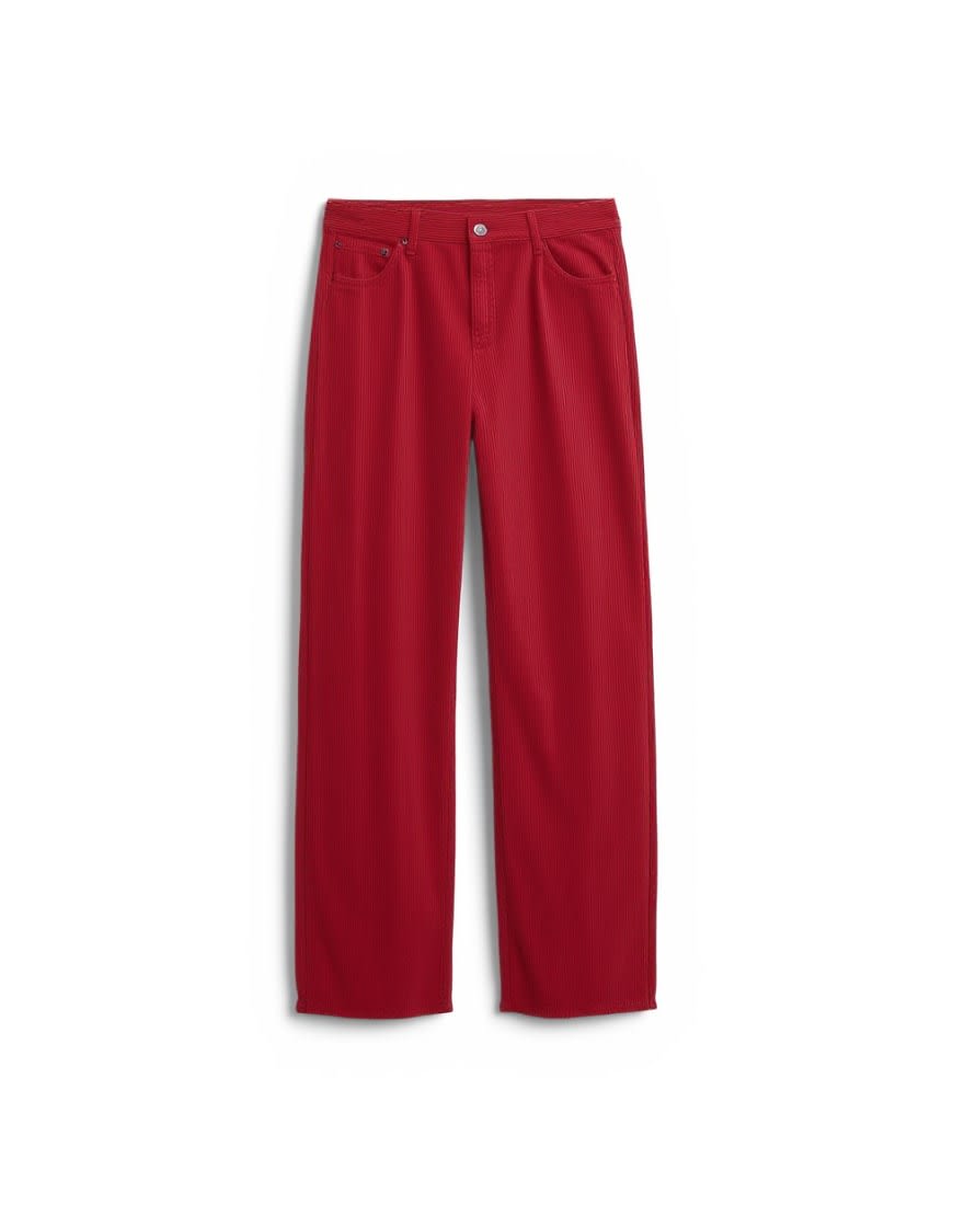 Topshop Barrel mid rise jean in red cord