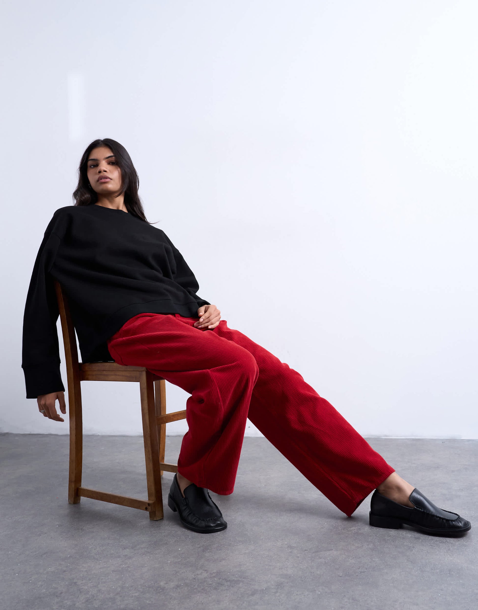 Topshop Barrel mid rise jean in red cord