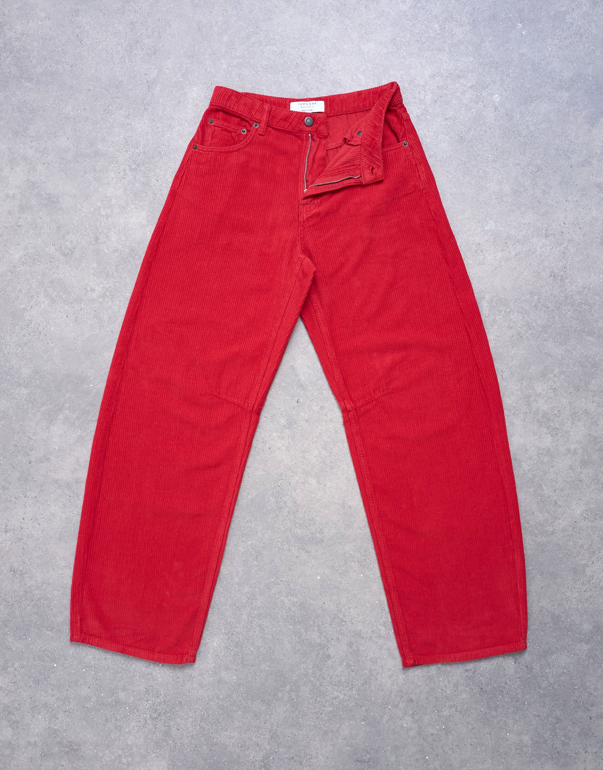 Topshop Barrel mid rise jean in red cord