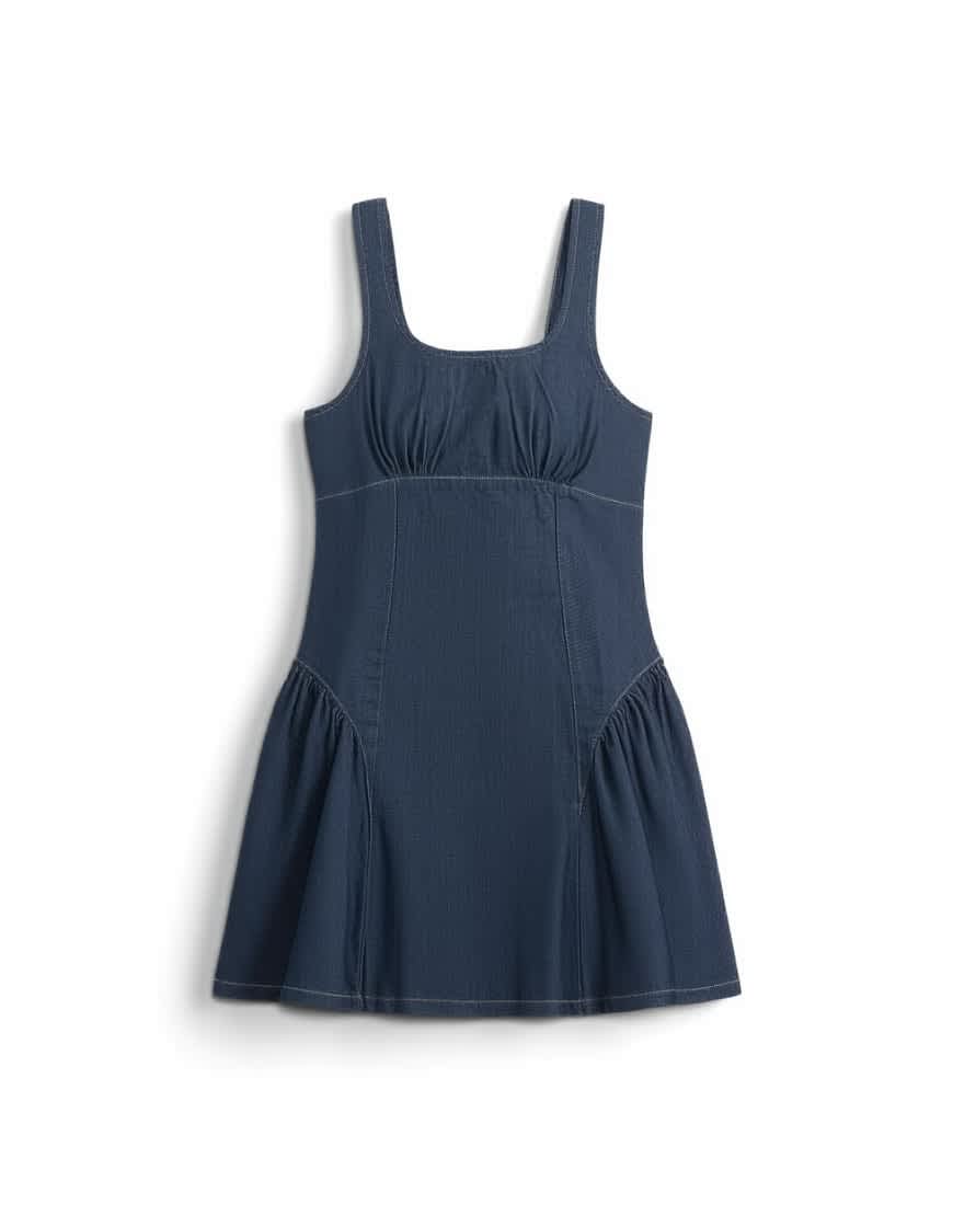 Topshop denim peplum hem mini dress in indigo rinse