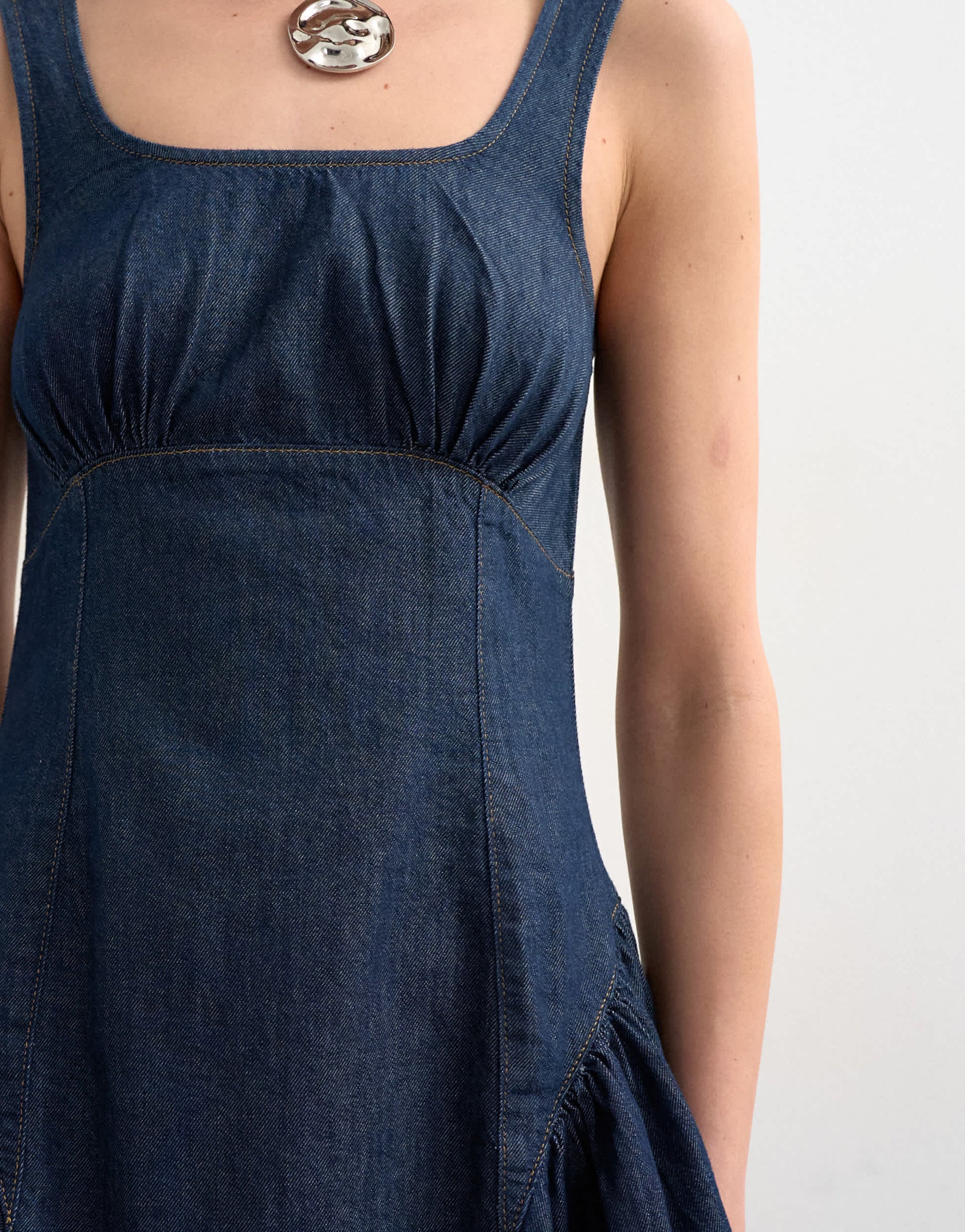 Topshop denim peplum hem mini dress in indigo rinse