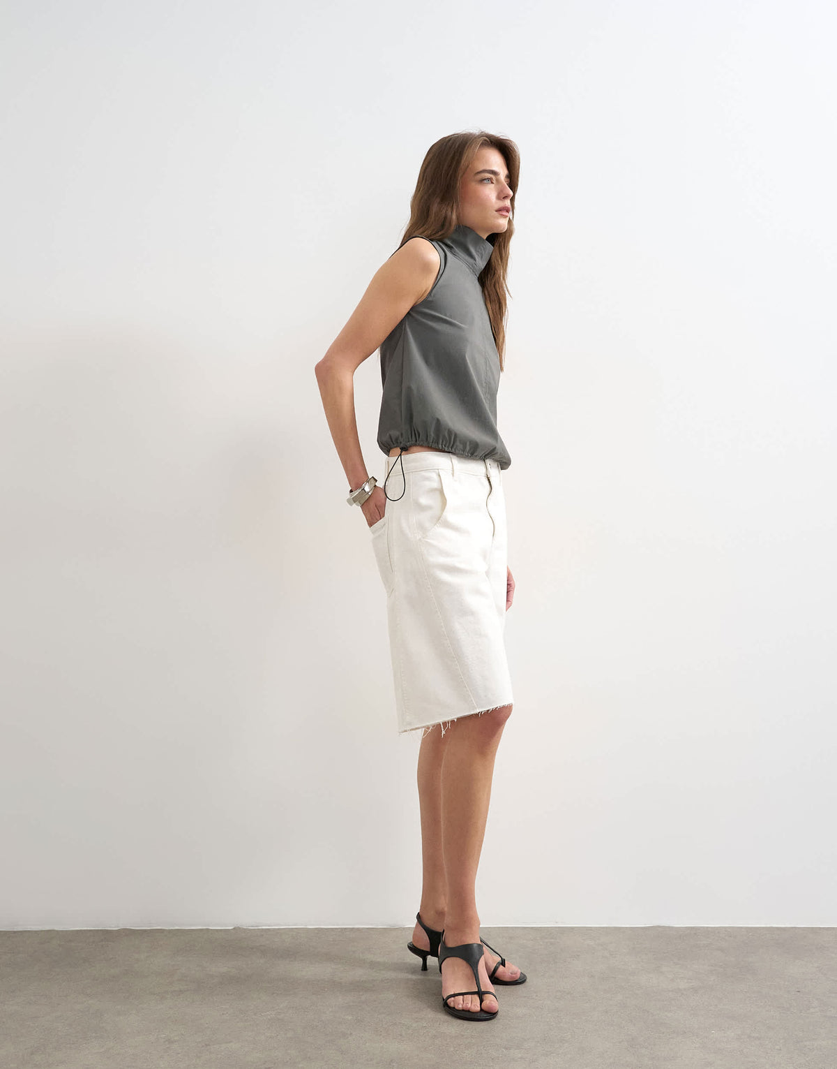 Topshop denim barrel jort in white