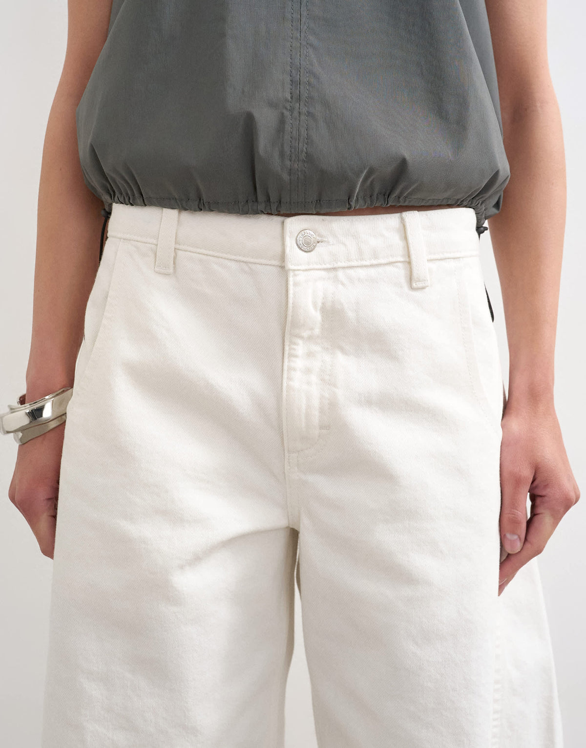 Topshop denim barrel jort in white