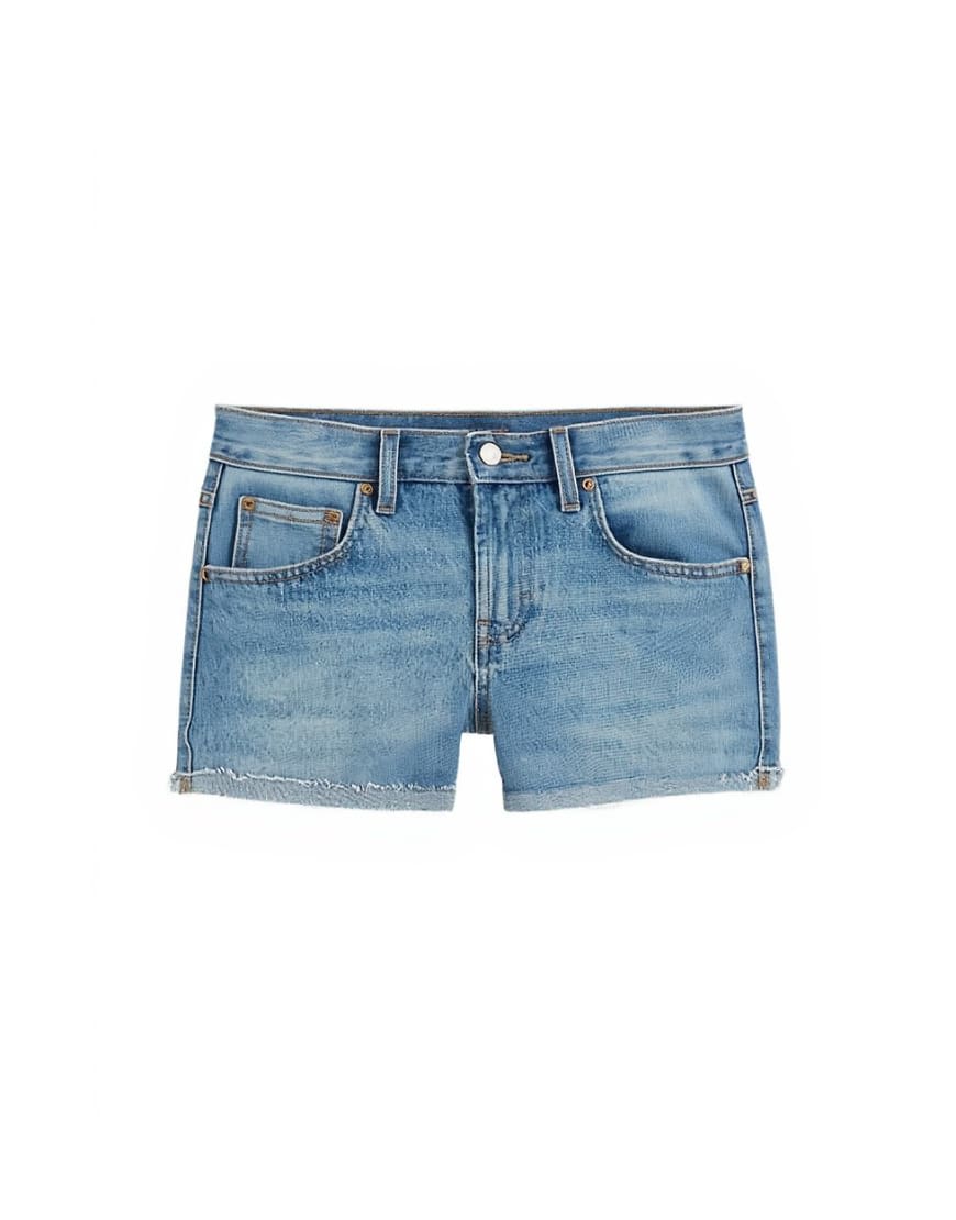 Topshop denim ultra mini short in mid blue