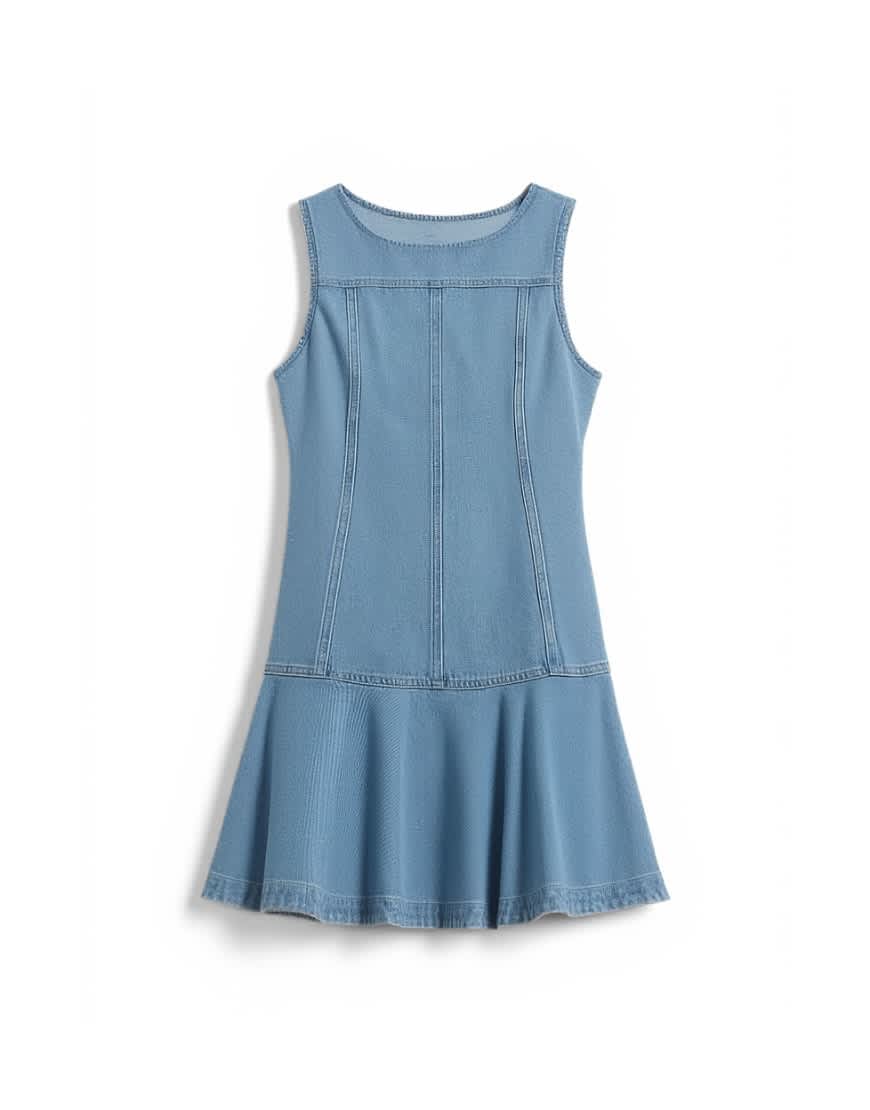 Topshop denim seamed mini dress in bleach