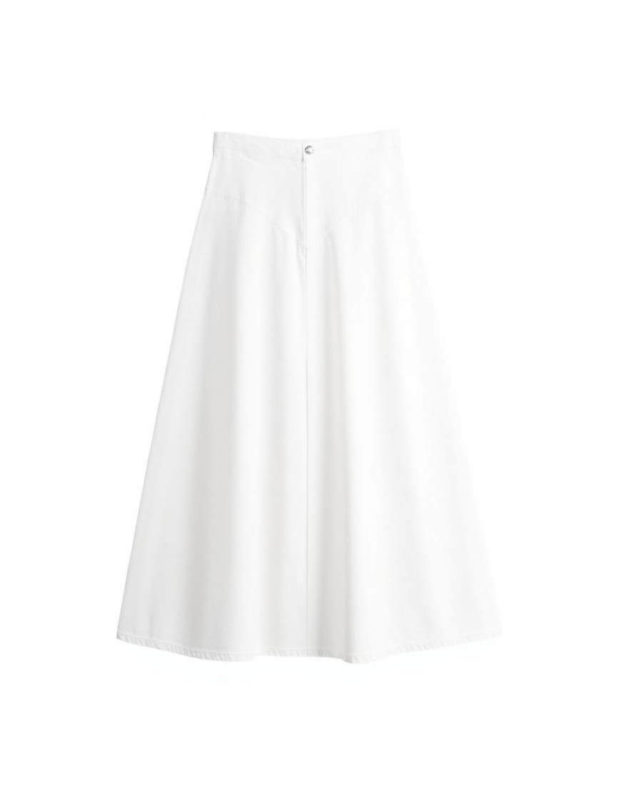 Topshop denim maxi front yoke skirt in white