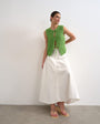 Topshop denim maxi front yoke skirt in white
