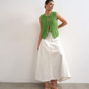 Topshop denim maxi front yoke skirt in white