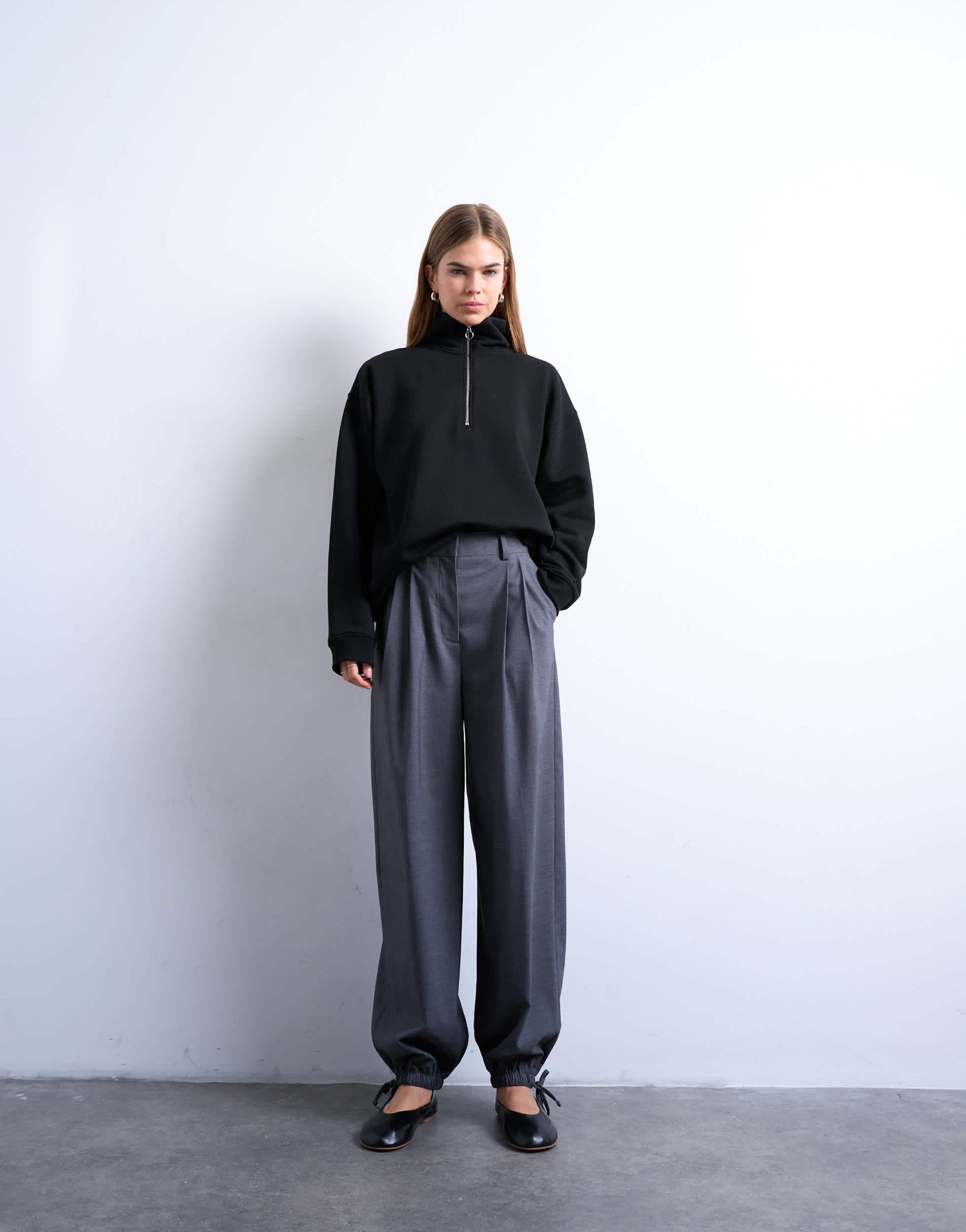 Topshop tailored balloon hem trouser in grey