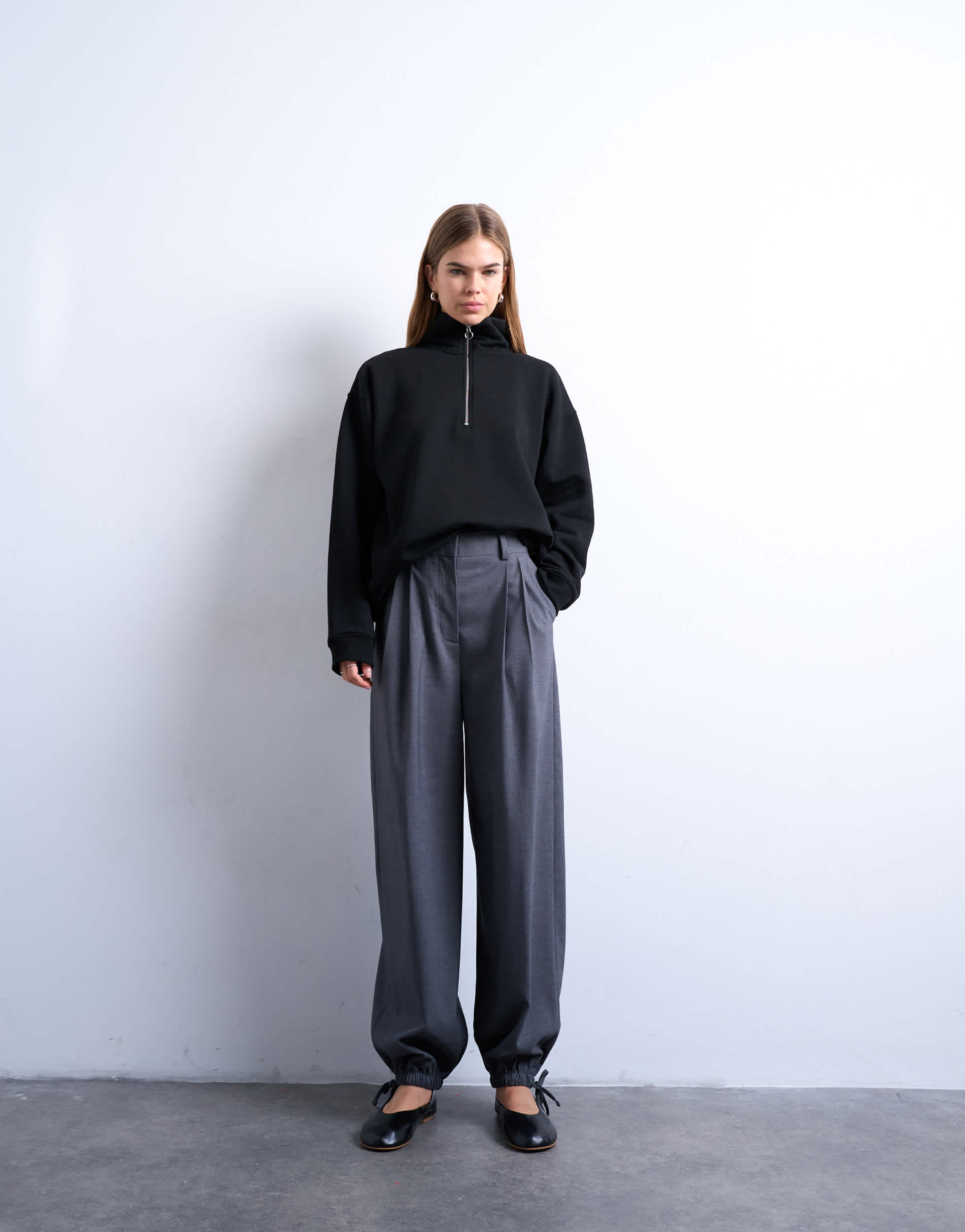 Topshop tailored balloon hem trouser in grey