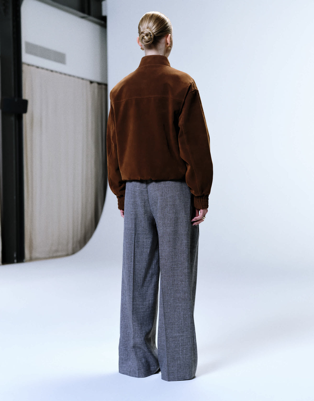 Topshop raw hem low slung double pleated tailored trouser in dark charcoal