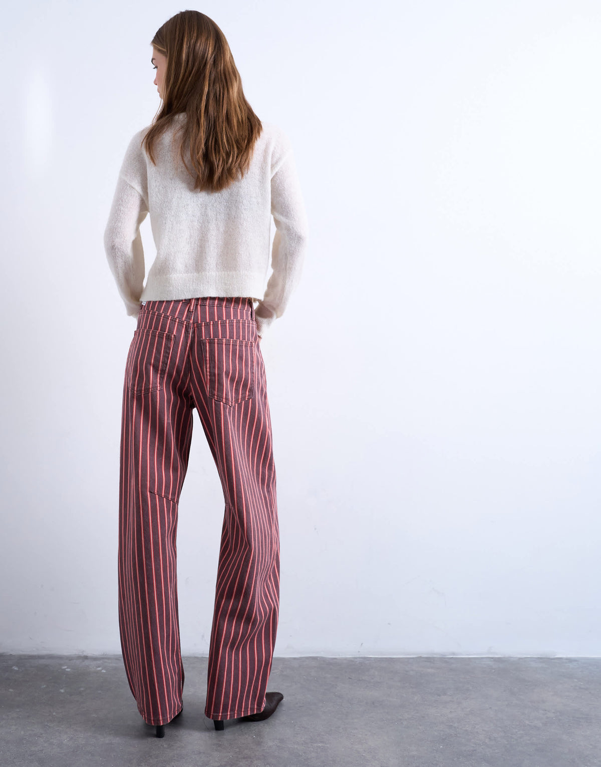 Topshop barrel jean in red and pink