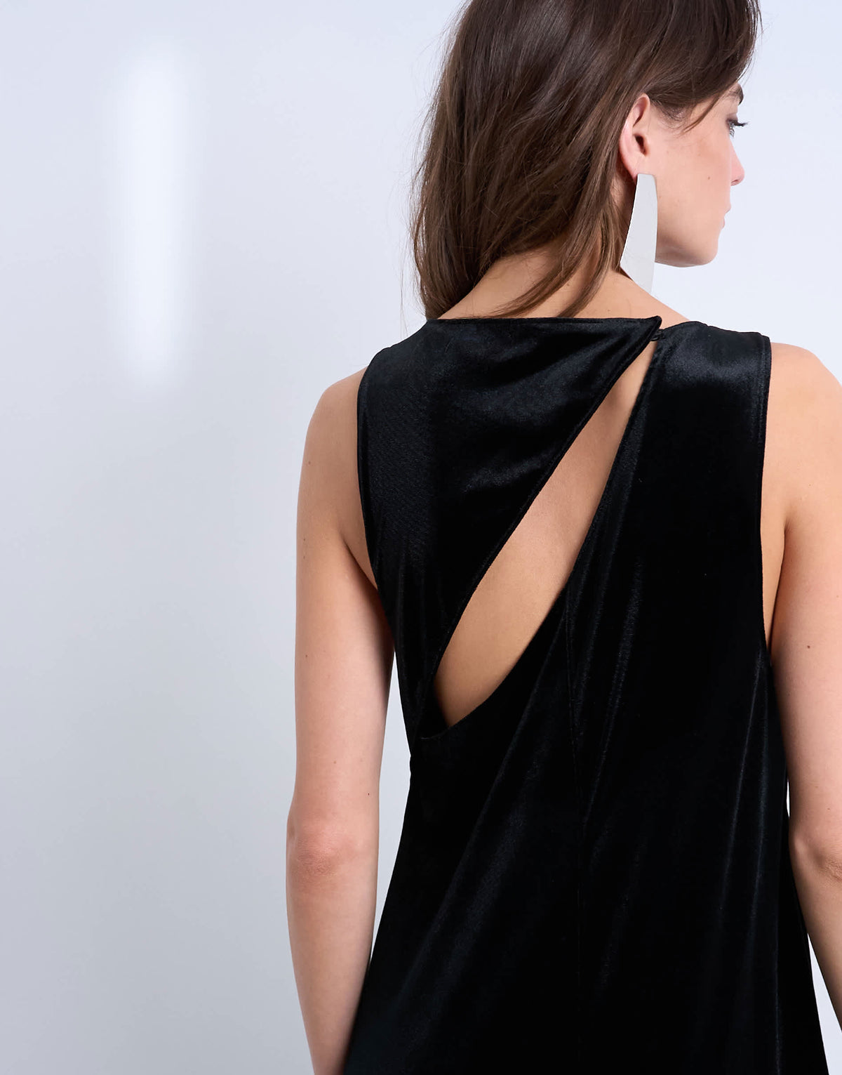 Topshop high neck open back chuck on velvet maxi dress in black