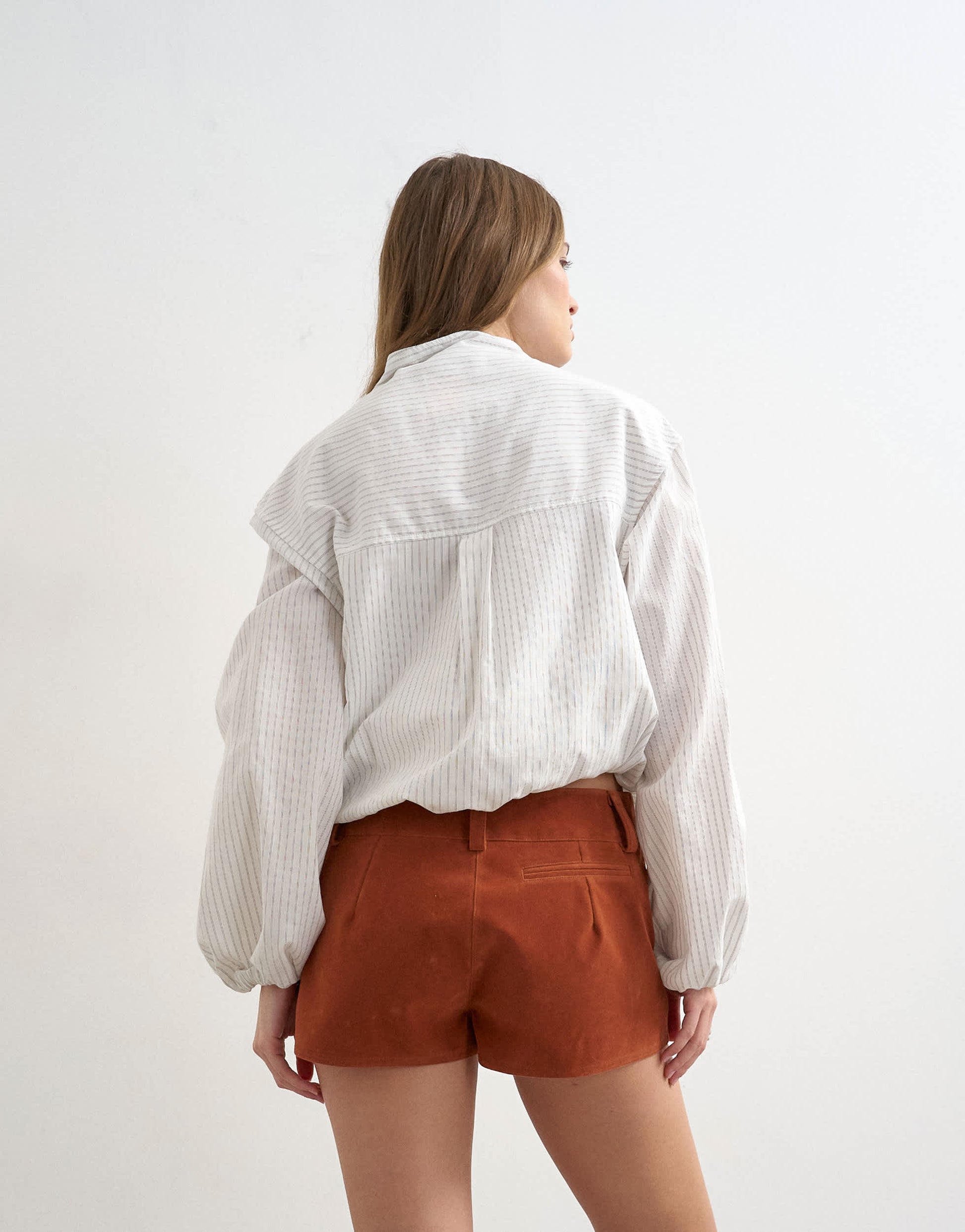 Topshop faux suede micro short in rust